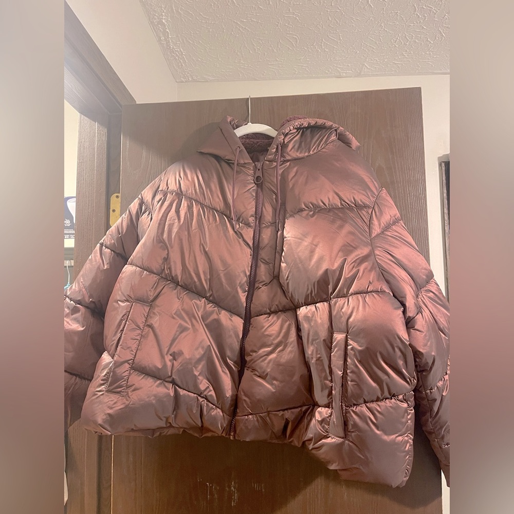 pink puffer jacket from target, never worn
